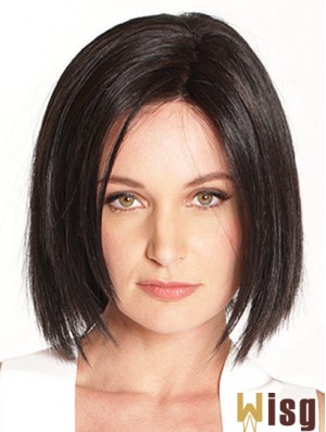 10 inch Chin Length Black Straight Soft Bob Wigs