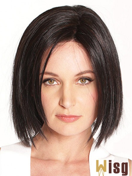 10 inch Chin Length Black Straight Soft Bob Wigs