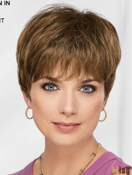 Brown 8 inch Boycuts Flexibility Capless Synthetic Wigs