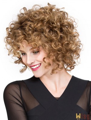 Wigs Lace Front Synthetic Chin Length Curly Style With Bangs