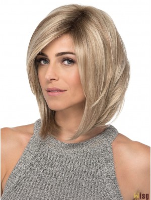 Lace Front 12 inch Straight Blonde With Bangs Ladies Wigs