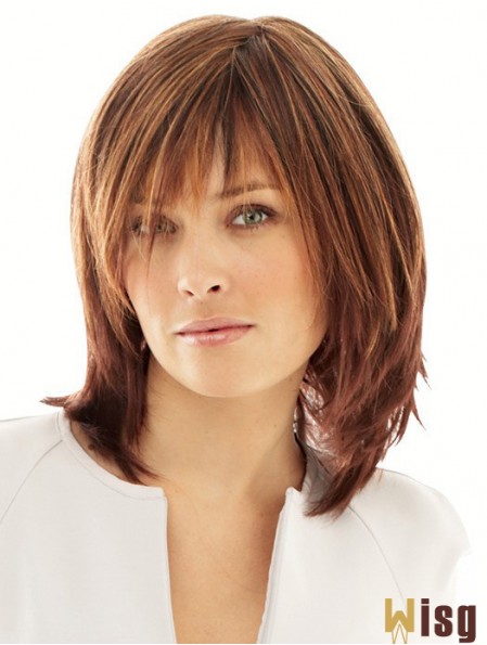 Synthetic Wigs Online UK With Monofilament Layered Cut Straight Style