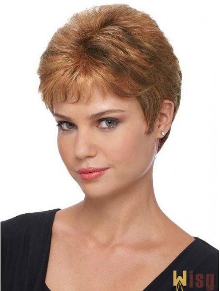 Boycuts Brown Straight 4 inch Ladies Capless Wigs