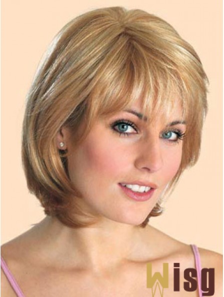 Cheap Synthetic Lace Front Wigs Straight Style Blonde Color Chin Length