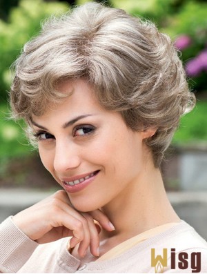 Cheap Grey Wig 100% Hand Tied Layered Cut Short Style