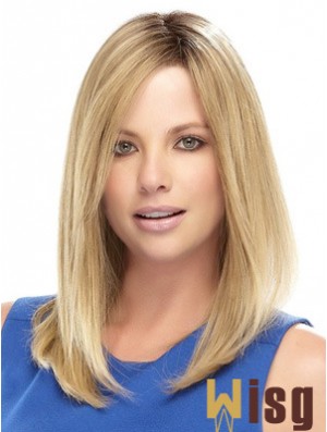 Straight Medium Length Synthetic Wig With Lace Front Shoulder Length