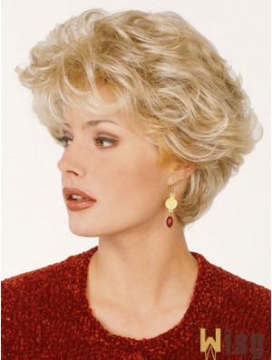 Blonde Color Short Length Classic Cut Synthetic Wigs For Old Women