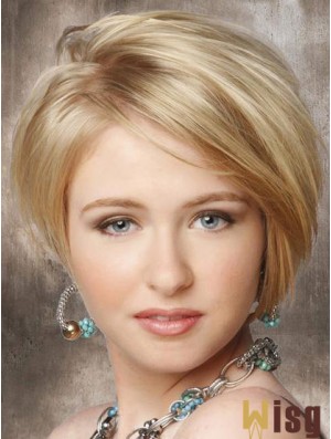 Synthetic Lace Front Wigs Cheap Chin Length Bobs Cut Blonde Color