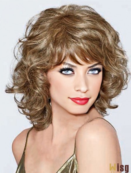 UK Synthetic Lace Front With Bangs Monofilament Curly Style