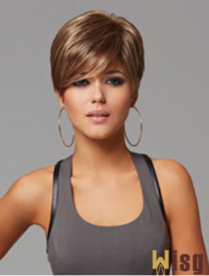 Convenient 5 inch Straight Brown Layered Short Wigs