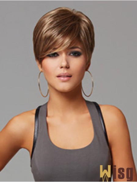 Convenient 5 inch Straight Brown Layered Short Wigs