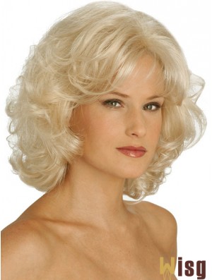 Wigs UK Synthetic Chin Length Blonde Color Curly Style