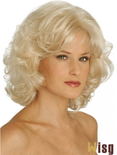 Wigs UK Synthetic Chin Length Blonde Color Curly Style