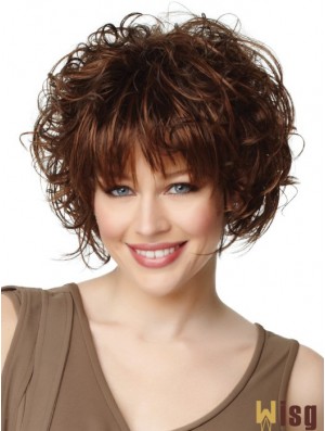 Buy Synthetic Hair Chin Length Auburn Color Curly Style Bobs Cut