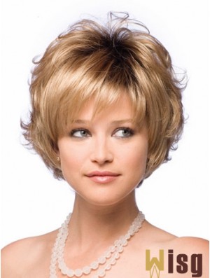 Synthetic Hair UK With Capless Short Length Blonde Color