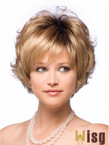 Synthetic Hair UK With Capless Short Length Blonde Color