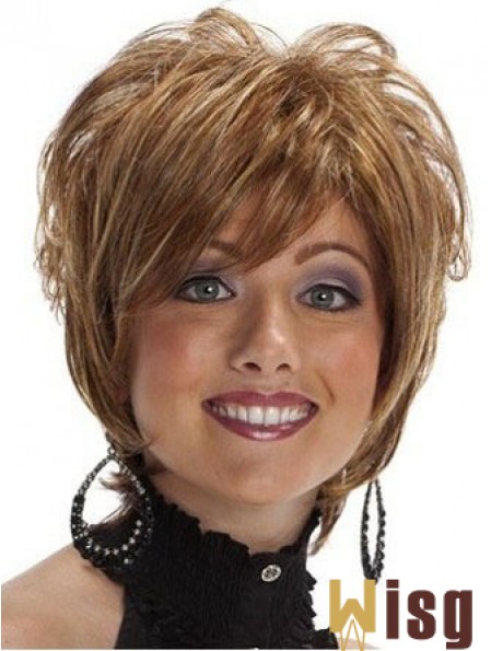 Short Layered Wavy Brown High Quality Synthetic Wigs