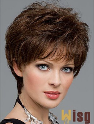 Brown Wavy Short Boycuts Lace Front Cheap Wig UK