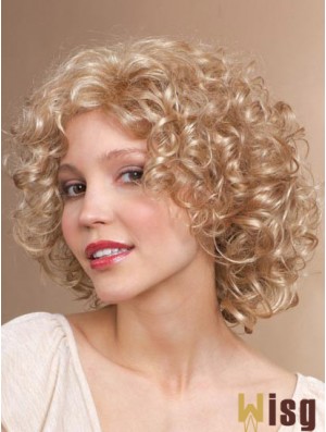 Chin Length Classic Curly Blonde Stylish Synthetic Wigs