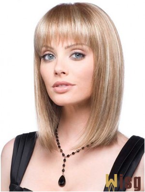 Front Lace Wig Synthetic With Straight Hair Style Blonde Color