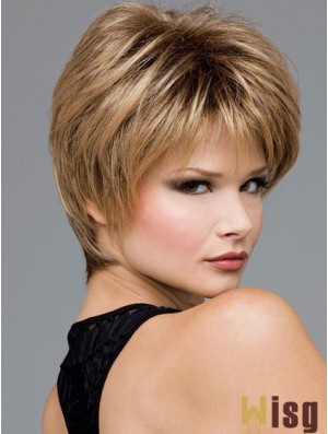 Short Wavy Boycuts Blonde Synthetic Wavy Lace Front Wigs