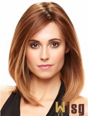 Straight Without Bangs Shoulder Length Auburn Exquisite Lace Front Wigs