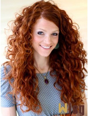 20 inch Curly Without Bangs Lace Front Copper Best Long Wigs