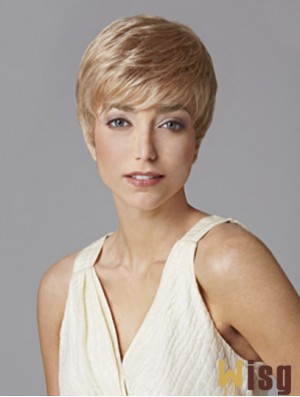 Fashionable 5 inch Straight Blonde Boycuts Short Wigs