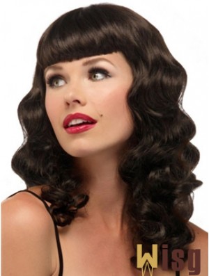 Hairstyles Brown Wavy With Bangs Long Wigs