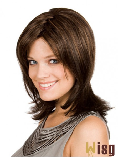 Brown Shoulder Length Wavy Layered 12 inch Fashion Medium Wigs