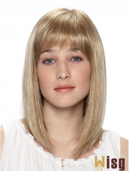 14 inch Blonde Straight Bobs Shoulder Synthetic Lace Front Wig