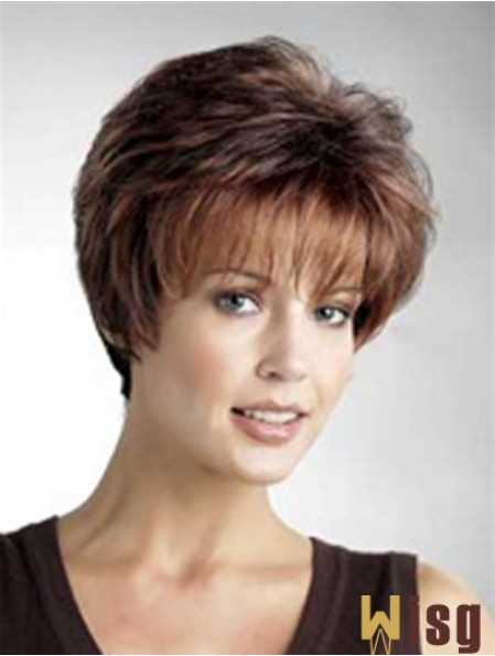 Good 8 inch Straight Auburn Layered Short Wigs