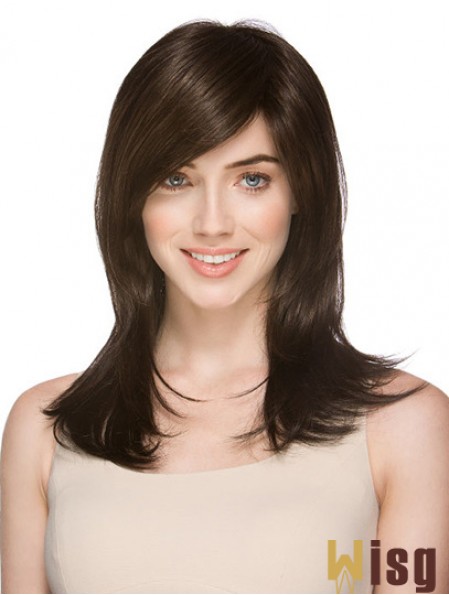 Very Cheap Synthetic Wigs Layered Cut Straight Style Brown Color