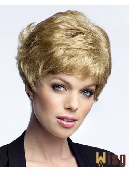 Ideal Blonde Cropped Curly Boycuts Lace Front Wigs