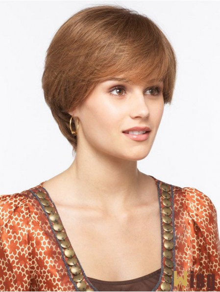 Straight With Bangs 8 inch Brown Durable Synthetic Wigs