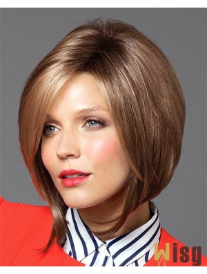 Chin Length Straight Capless Brown No-Fuss Bob Wigs