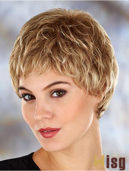 Modern 4 inch Wavy Blonde Boycuts Short Wigs