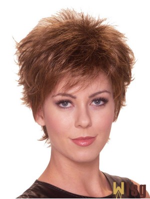 Straight Boycuts 6 inch Auburn Perfect Synthetic Wigs