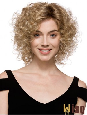 Sleek Brown Chin Length With Bangs Curly Glueless Lace Front Wigs