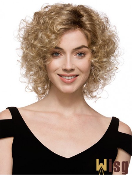 Sleek Brown Chin Length With Bangs Curly Glueless Lace Front Wigs