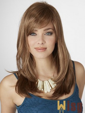 Long Straight Capless With Bangs 16 inch Beautiful Synthetic Wigs