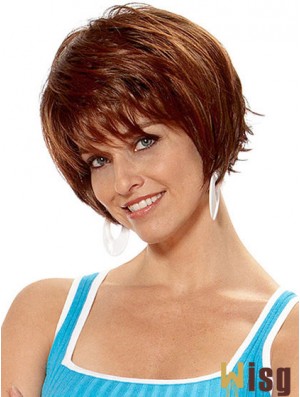 Short Layered Straight Auburn Popular Synthetic Wigs