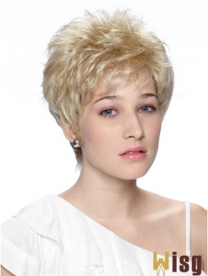 Cropped Boycuts Wavy Blonde Fashionable Synthetic Wigs