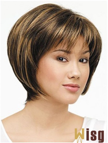 Lace Front Chin Length Straight Brown Designed Bob Wigs