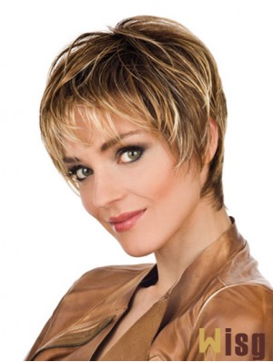 Soft 8 inch Straight Blonde Boycuts Short Wigs