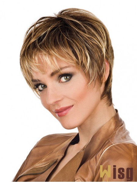 Soft 8 inch Straight Blonde Boycuts Short Wigs