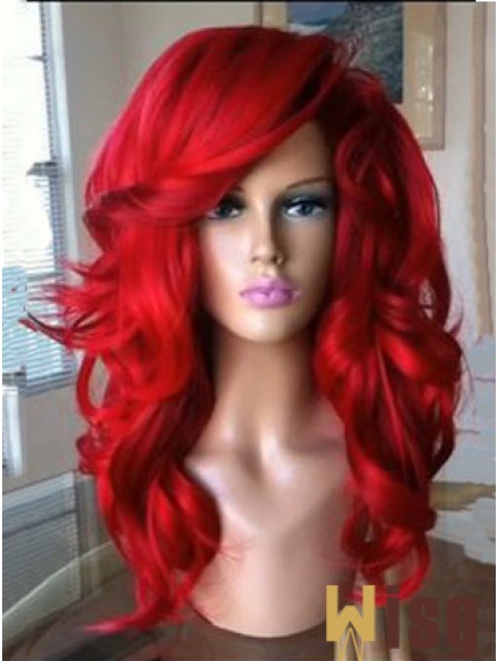 Capless Wavy 18 inch With Bangs Quality Synthetic Red Wig UK