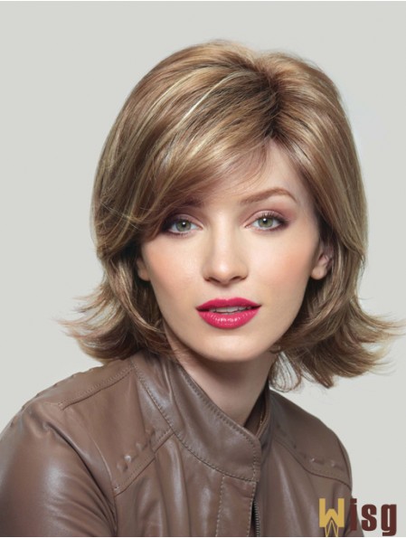 Synthetic UK Chin Length Capless Layered Cut Wavy Style