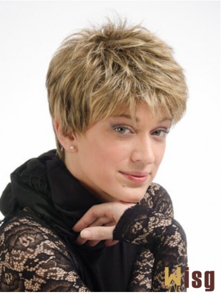 Modern 6 inch Straight Blonde Boycuts Short Wigs