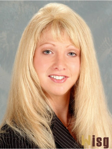 Durable Blonde Straight With Bangs Long Wigs